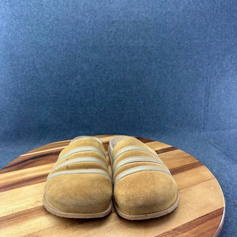 Adidas Puffylette Adimule Lea Slides Mesa Brown Suede Mens 9 GY2555 Mules